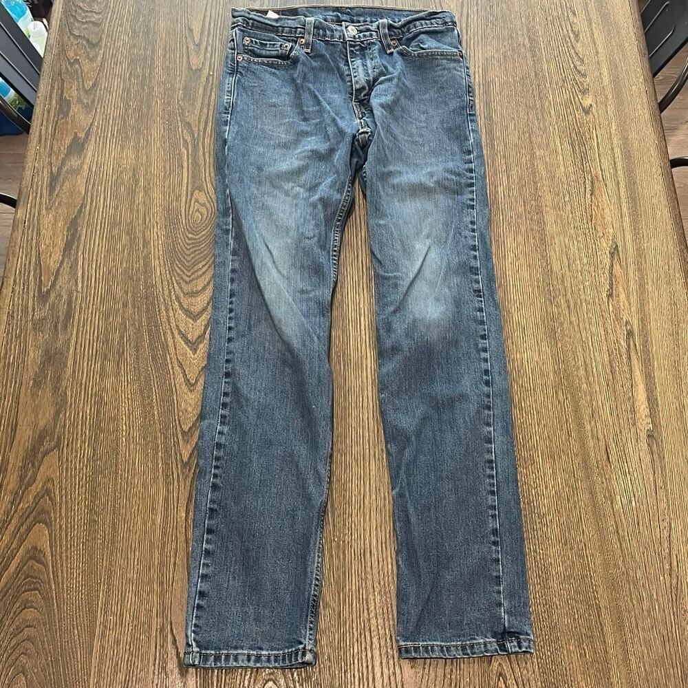 Levi's Mens Straight Jeans Mid Rise Whisker Denim Medium Wash Blue Size 30x32